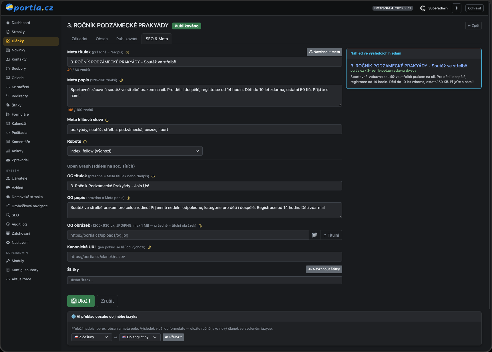 SEO metadata a náhled vyhledávání